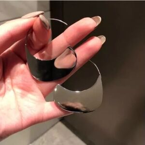 NEW‎ Solid Large Hoop Earrings | White Gold over 925 Sterling Silver